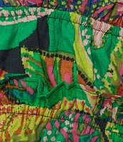 GB Tie Front Coordinating Tropical Print Front Tie Crop Top