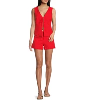 GB Tie Front Coordinating Linen Blend Vest