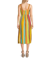 GB Tie Shoulder Striped Midi Dress