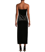 GB Velvet Strapless Side Slit Long Dress