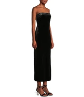 GB Velvet Strapless Side Slit Long Dress