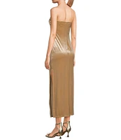 GB Velvet Strapless Side Slit Long Dress