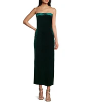 GB Velvet Strapless Side Slit Long Dress