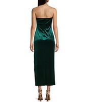 GB Velvet Strapless Side Slit Long Dress