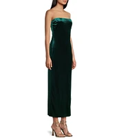 GB Velvet Strapless Side Slit Long Dress