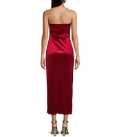 GB Velvet Strapless Side Slit Long Dress