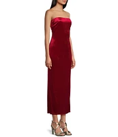 GB Velvet Strapless Side Slit Long Dress