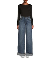 GB Wide Leg Cuff Denim Jeans