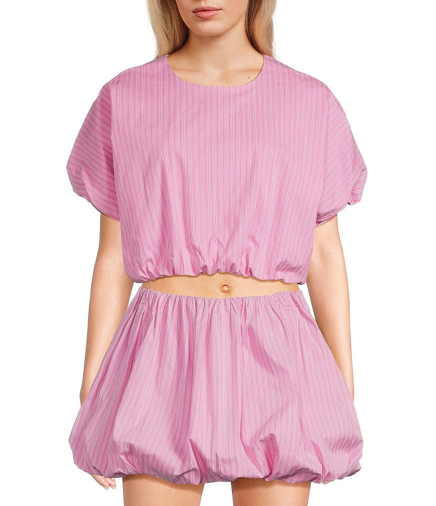 GB Woven Stripe Poplin Puff Coordinating Blouse