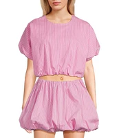 GB Woven Stripe Poplin Puff Coordinating Blouse