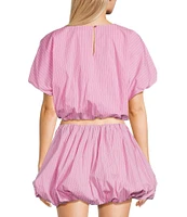 GB Woven Stripe Poplin Puff Coordinating Blouse