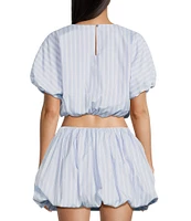 GB Woven Stripe Poplin Puff Coordinating Blouse