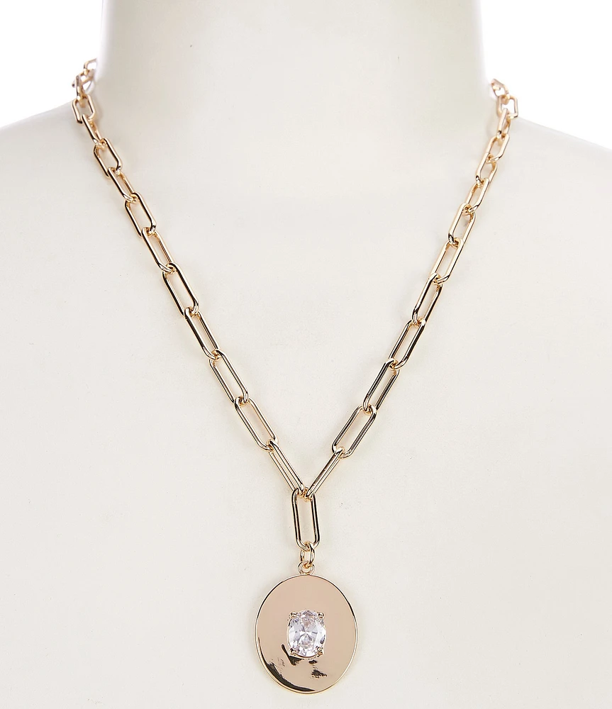 Gemma Layne Delicate Chain with Stone Disc Short Pendant Necklace