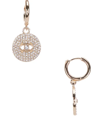 Gemma Layne Evil Eye Pave Crystal Charm Hoop Earrings