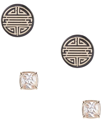 Gemma Layne Geometric and Stone Stud Earring Set