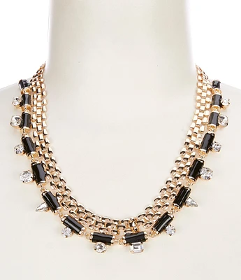 Gemma Layne Link Stone with Black Bars Statement Necklace