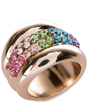 Gemma Layne Multi Colored Pave Metal Statement Ring