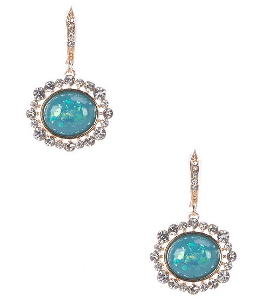 Gemma Layne Opal Crystal Stone Edge Oval Drop Earrings