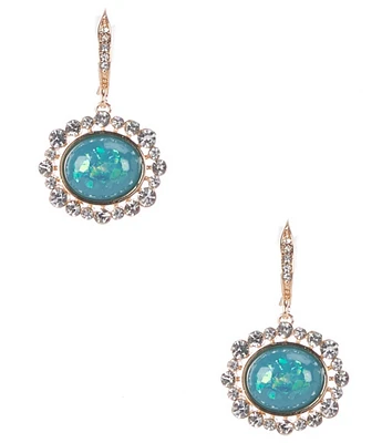 Gemma Layne Opal Crystal Stone Edge Oval Drop Earrings