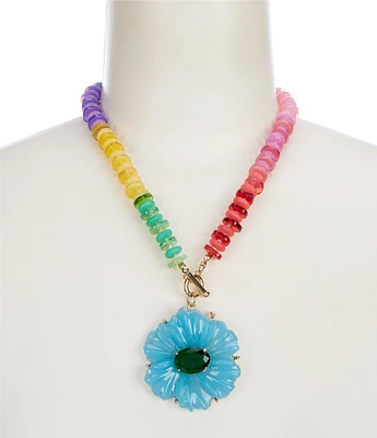 Gemma Layne Resin Flower Beaded Short Pendant Statement Necklace