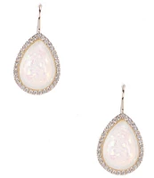 Gemma Layne White Opal Crystal CZ Stone Edge Teardrop Drop Earrings