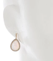 Gemma Layne White Opal Crystal CZ Stone Edge Teardrop Drop Earrings