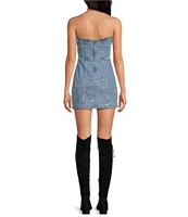 Gianni Bini Abigail Strapless Rhinestone Denim Mini Dress