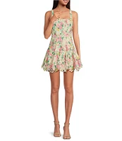 Gianni Bini Alice Floral Eyelet Square Neck A-Line Dress