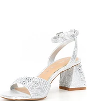 Gianni Bini Alivia Three Rhinestone Embellished Block Heel Dress Sandals