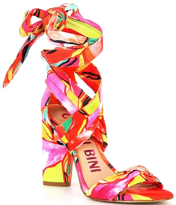 Gianni Bini Astraahh Floral Abstract Print Ankle Wrap Sandals