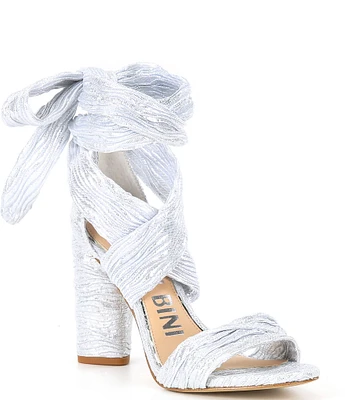 Gianni Bini Astraahh Glitter Metallic Ankle Wrap Sandals