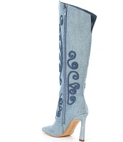 Gianni Bini Audrina Denim Soutache Braided Tall Boots