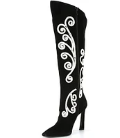 Gianni Bini Audrina Suede Soutache Braided Tall Boots