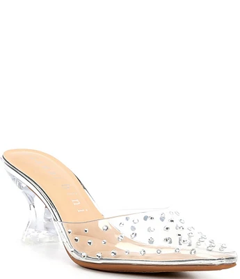 Gianni Bini AylahTwo Clear Vinyl Rhinestone Embellished Dress Mules