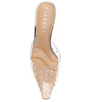 Gianni Bini AylahTwo Clear Vinyl Rhinestone Embellished Dress Mules