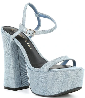 Gianni Bini Babel Denim Strappy Platform Dress Sandals