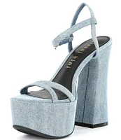 Gianni Bini Babel Denim Strappy Platform Dress Sandals