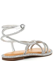 Gianni Bini Beatrix Rhinestone Embellished Ankle Wrap Strappy Flat Sandals