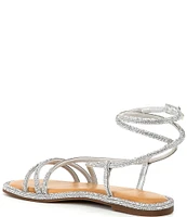 Gianni Bini Beatrix Rhinestone Embellished Ankle Wrap Strappy Flat Sandals