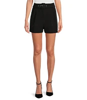 Gianni Bini Bella High Rise Crepe Suiting Belted Coordinating Shorts