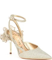 Gianni Bini Bradley Metallic Ruffle Ankle Strap Pumps