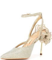 Gianni Bini Bradley Metallic Ruffle Ankle Strap Pumps