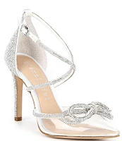 Gianni Bini Bridal Collection Ezlynn Rhinestone Embellished Bow Vinyl Toe Pumps