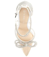 Gianni Bini Bridal Collection Ezlynn Rhinestone Embellished Bow Vinyl Toe Pumps