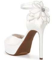 Gianni Bini Bridal Collection Karmello Flower Ankle Strap Platform Dress Sandals