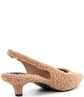 Gianni Bini Britnie Faux Shearling Kitten Heel Slingback Pumps