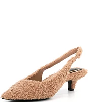 Gianni Bini Britnie Faux Shearling Kitten Heel Slingback Pumps