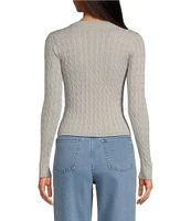 Gianni Bini Cable Crew Neck Long Sleeve Sweater Top