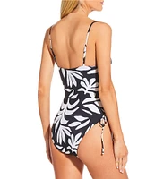 Gianni Bini Cardiff Rock Ruched Tie Side One Piece Swimsuit
