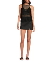 Gianni Bini Carmen Mesh Crew Neckline Sleeveless Bodysuit